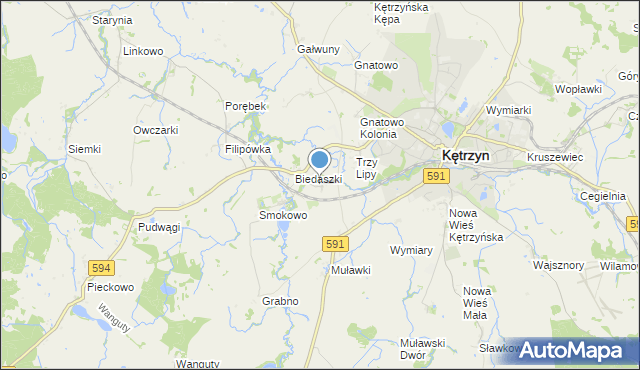 mapa Biedaszki Małe, Biedaszki Małe na mapie Targeo